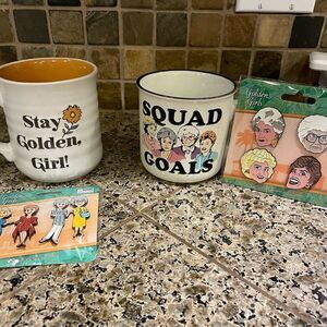 Golden Girls Novelty Enamel Pins and Squad Goals Coffee Cup Stay Golden Lot